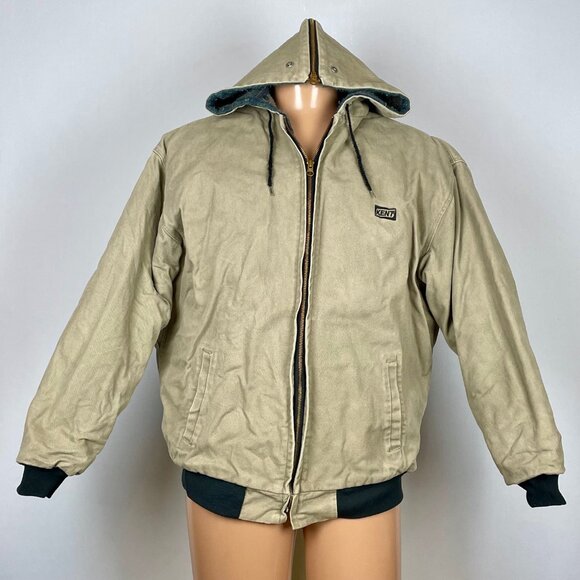 Vtg Kent Berne Blanket Lined Chore Jacket Sz XL Hooded Outdoors Barn Utility - Picture 1 of 11